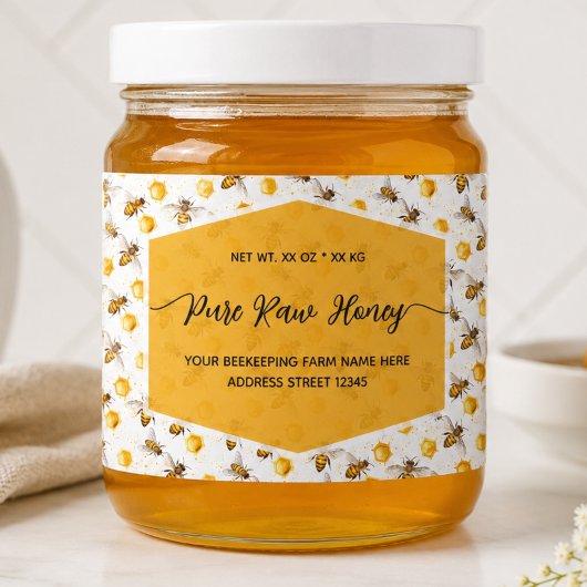 Bienenmuster Honigglas Etiketten