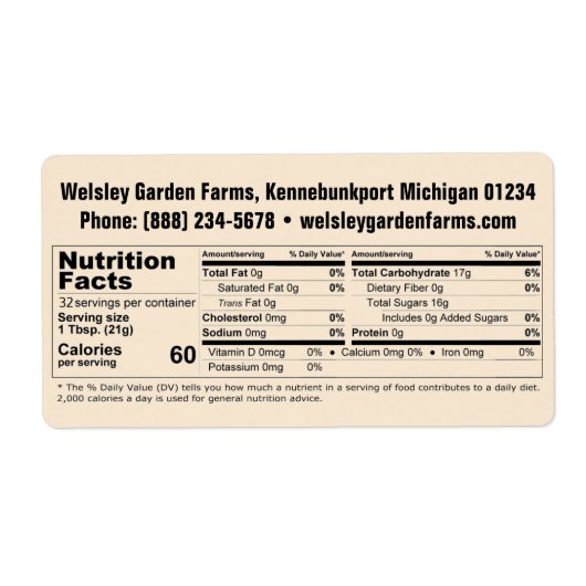 Bienenname Honey Nutrition Fakten Antikes Weiß (Vorne)
