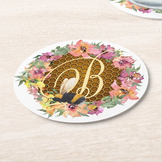 Bienenpapier-Untersetzer Runder Pappuntersetzer (Angewinkelt)