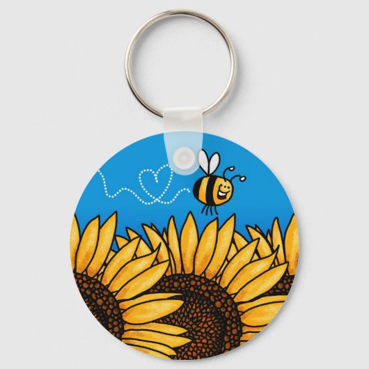 Bienenpfad Sonnenblume Schlüsselanhänger (Vorderseite)