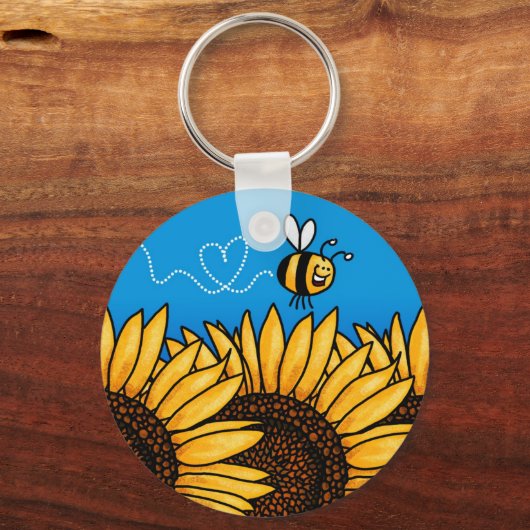 Bienenpfad Sonnenblume Schlüsselanhänger (Vorderseite)