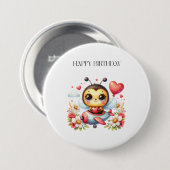 Bienenpilot Geburtstag Button (Vorne & Hinten)
