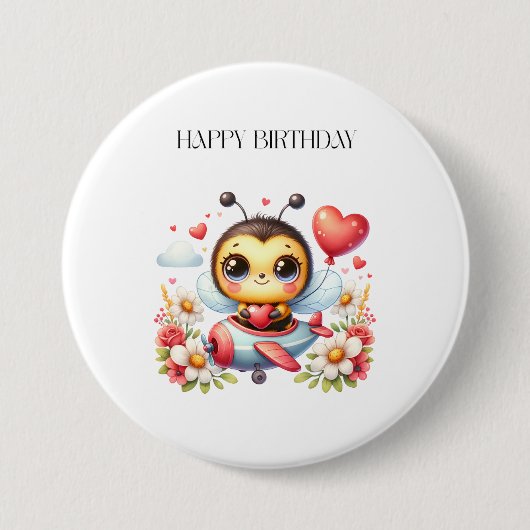 Bienenpilot Geburtstag Button (Vorderseite)