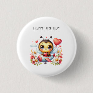 Bienenpilot Geburtstag Button