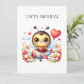 Bienenpilot Geburtstag Einladung (Stehend Vorderseite)