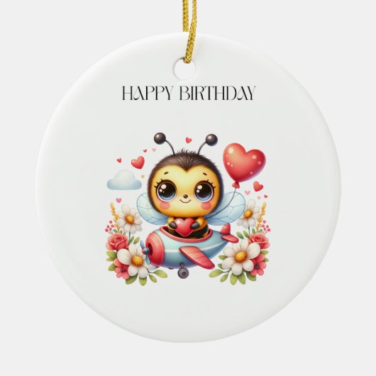 Bienenpilot Geburtstag Keramik Ornament (Vorne)
