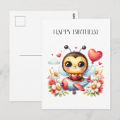 Bienenpilot Geburtstag Postkarte (Vorne/Hinten)