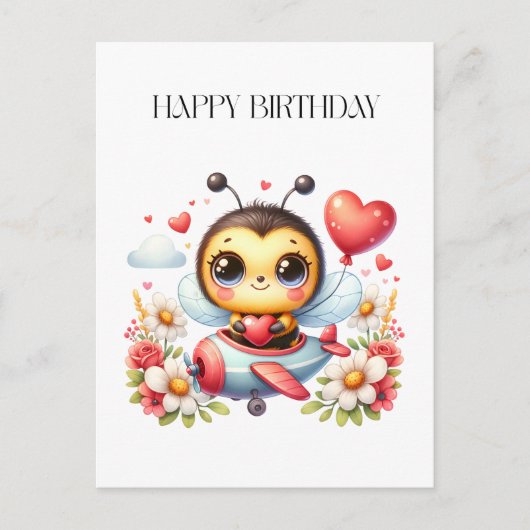 Bienenpilot Geburtstag Postkarte (Vorderseite)