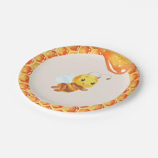 Bienenplatte Pappteller (Schrägansicht)