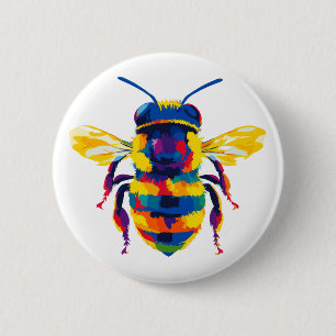 Bienenporträt-Illustration Aquarellmalerei Button