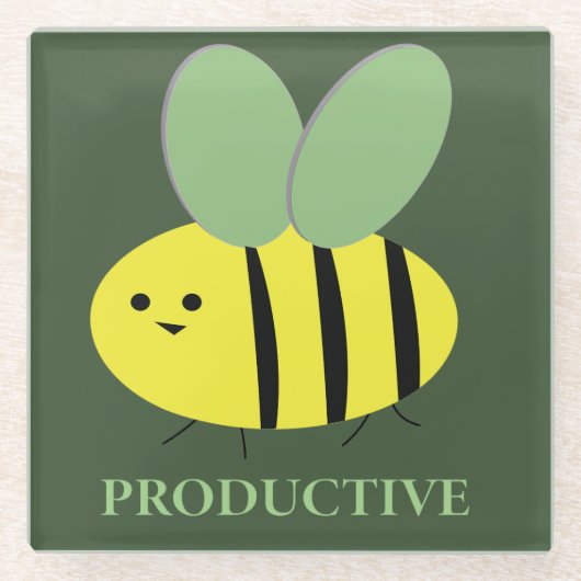 Bienenproduktiv, grün glasuntersetzer (Vorderseite)