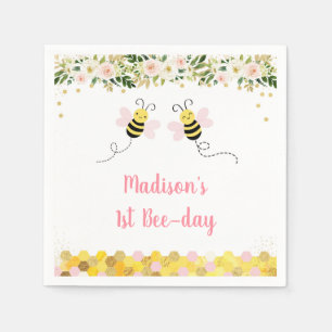 Bienenrosa Goldflorensammtag Geburtstag Serviette