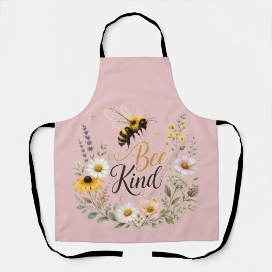 Bienenschürze mit Blumendruck Schürze (Vorderseite)