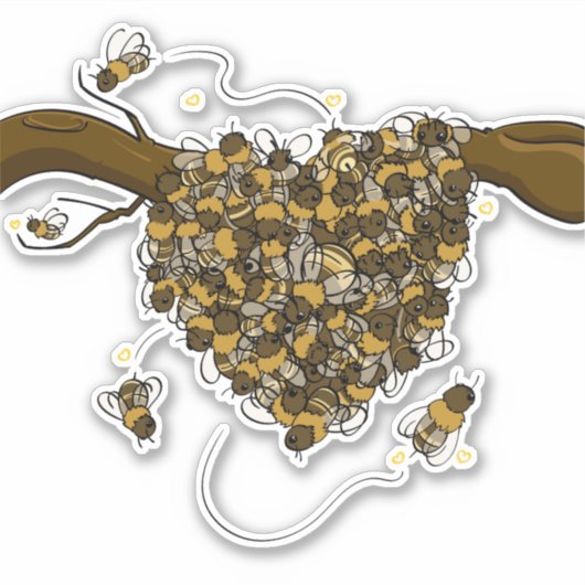 Bienenschwarm - Herzwarm Aufkleber (Vorderseite)