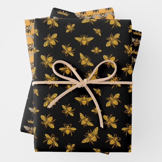 Bienensortiment: Fünf Wrapping Paper Sheets Geschenkpapier Set (Beispiel)