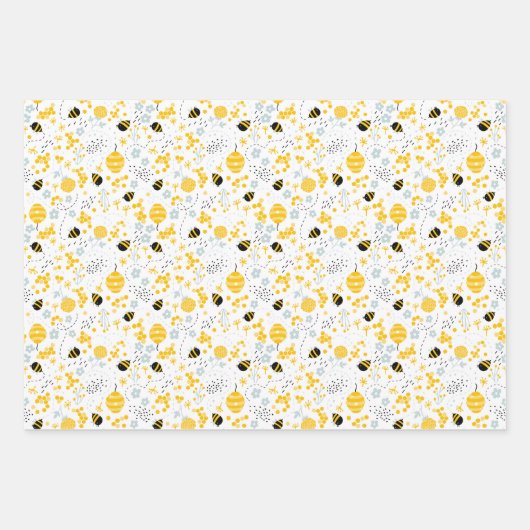 Bienensortiment: Sechs Wrapping Paper Sheets Geschenkpapier Set (Vorderseite 2)