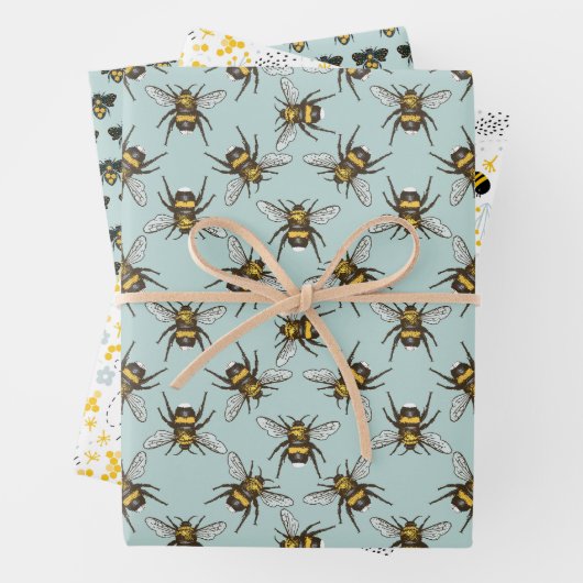 Bienensortiment: Sechs Wrapping Paper Sheets Geschenkpapier Set (Beispiel)