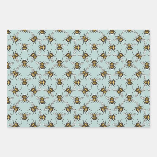 Bienensortiment: Sechs Wrapping Paper Sheets Geschenkpapier Set (Vorderseite)
