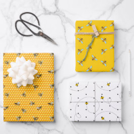 Bienensortiment Vier Wrapping Paper Geschenkpapier Set