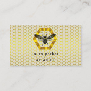 Bienenstelle Apiarist Yellow Gold Hexagon Visitenkarte