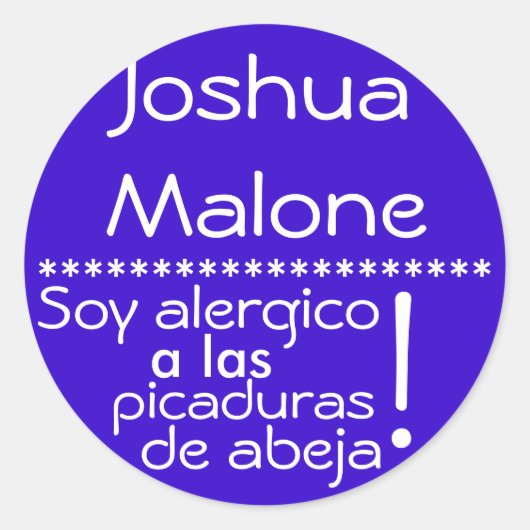 Bienenstich Allergy Label Runder Aufkleber (Vorderseite)