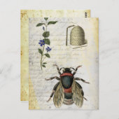 Bienenstock-Blume Postkarte (Vorne/Hinten)