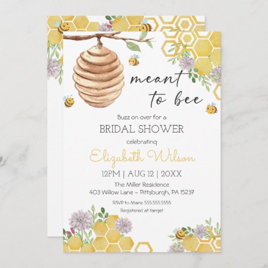 Bienenstock-Brautparty Einladung (Vorne/Hinten)