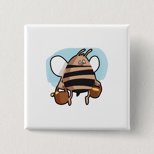 Bienenstock-Cartoon Button (Vorderseite)