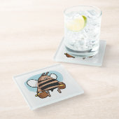 Bienenstock-Cartoon Glasuntersetzer (Schrägansicht)