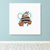 Bienenstock-Cartoon Leinwanddruck (Insitu (Holzboden))