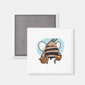 Bienenstock-Cartoon Magnet (Vorderseite/Rückseite)