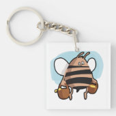 Bienenstock-Cartoon Schlüsselanhänger (Vorderseite)