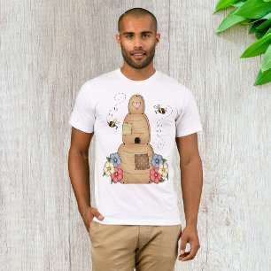 Bienenstock mit Bienen und Blume Männer T - Shirt