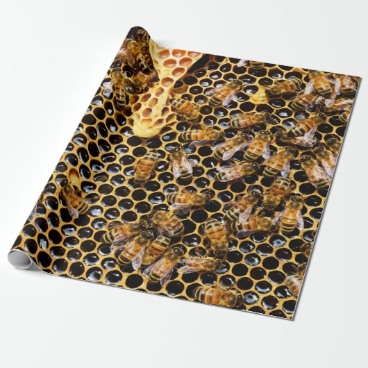 Bienenstock mit Honeycomb Nah Geschenkpapier (Ungerollt)