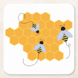 Bienenstock Rechteckiger Pappuntersetzer