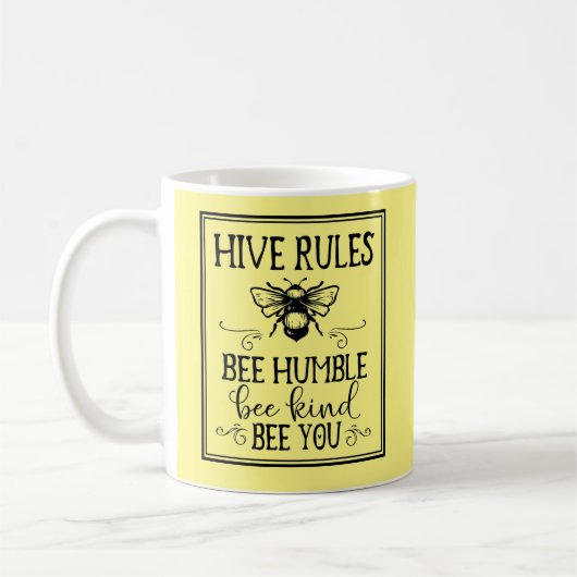 Bienenstock regiert Word Art Kaffeetasse (Links)