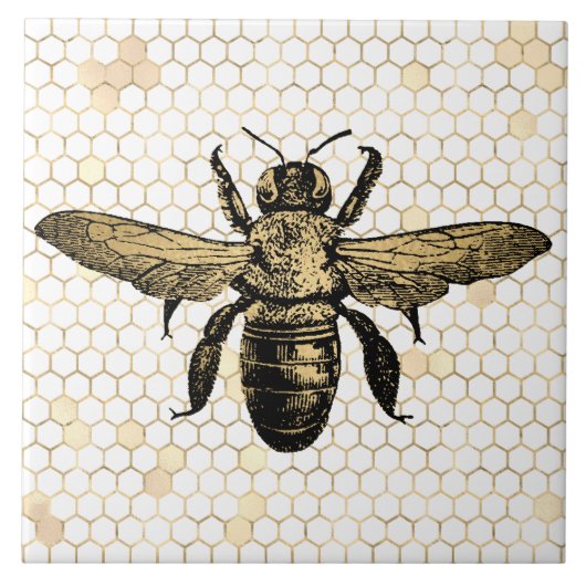 Bienenstock Rustikal Gold Waben Fliese (Vorderseite)