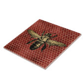 Bienenstock Rustikal Gold Wabenmuster Rot Fliese (Seite)