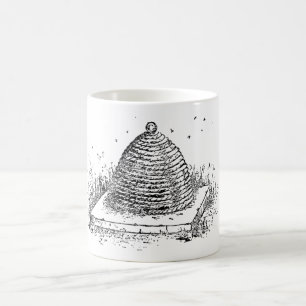 Bienenstock Schwarz-Weiß-Vintage-Zeichnung Kaffeetasse