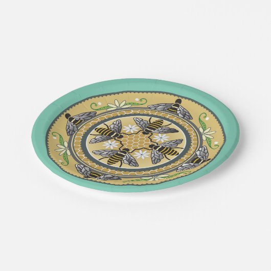 Bienenstock-Teller Pappteller (Schrägansicht)