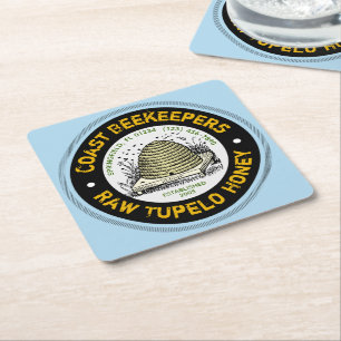 Bienenstock Tupelo-Honig Hellblaue Papieruntersetz Rechteckiger Pappuntersetzer