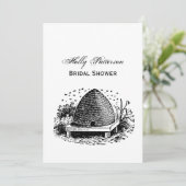 Bienenstock und Bienen #1 Heraldic Vintag Einladung (Stehend Vorderseite)