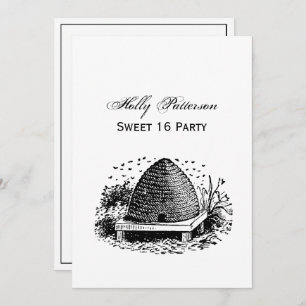 Bienenstock und Bienen #1 Heraldic Vintag Einladung