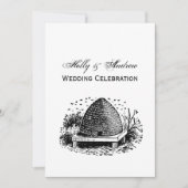 Bienenstock und Bienen #1 Heraldic Vintag Einladung (Vorderseite)