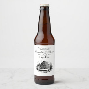 Bienenstock und Bienen #1 Heraldisch Vintage Bierflaschenetikett