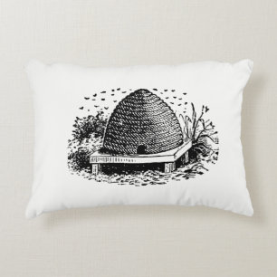Bienenstock und Bienen #1 Heraldisch Vintage Dekokissen
