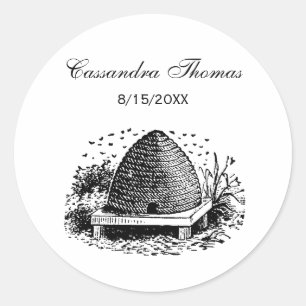 Bienenstock und Bienen #1 Heraldisch Vintage Runder Aufkleber