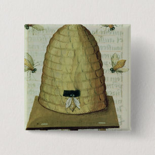 Bienenstock und Bienen Button