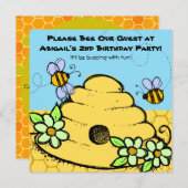 Bienenstock und Bienen fertigten Einladung (Vorne/Hinten)