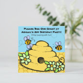 Bienenstock und Bienen fertigten Einladung (Stehend Vorderseite)